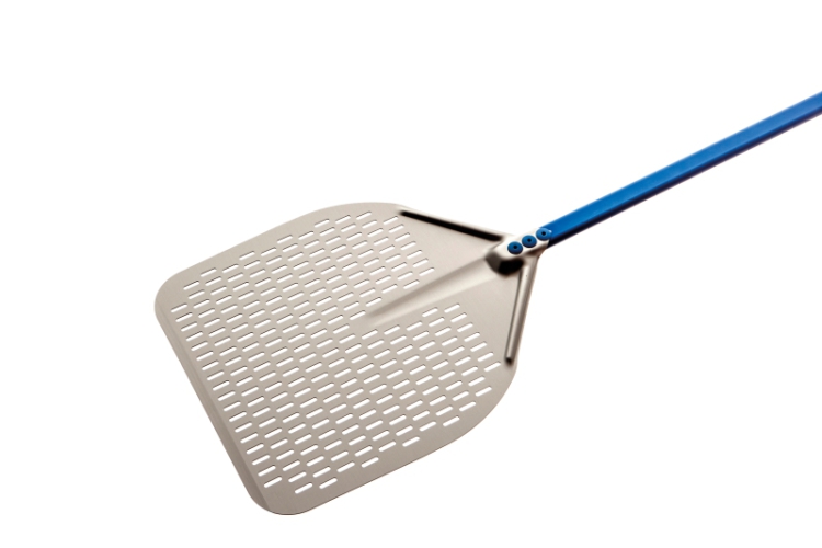 Geperforeerde pizzaschep blad 32cm steel 120cm